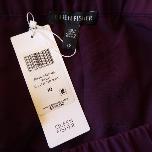 Eileen Fisher Purple Waistband Pull On Midi Long Micro Pleated Skirt NWT NEW 10 - Picture 13 of 15
